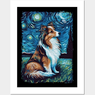 Shetland Shepherd Dog Starry Night Posters and Art